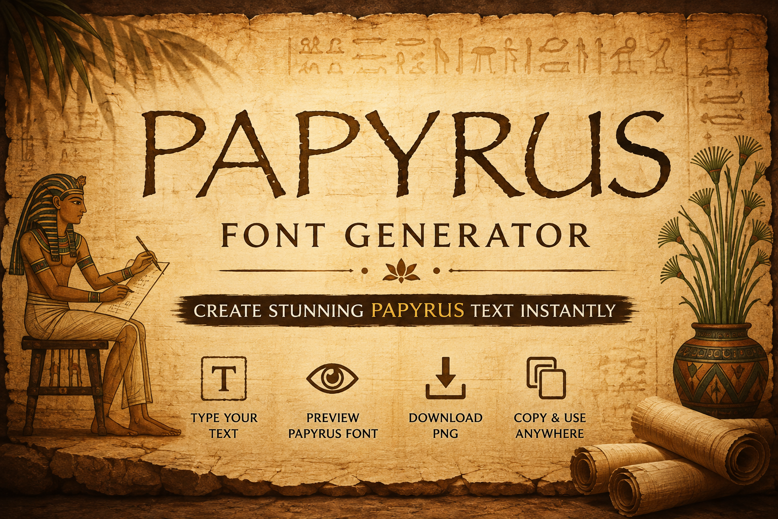 Papyrus Font Generator with ancient-style Papyrus text