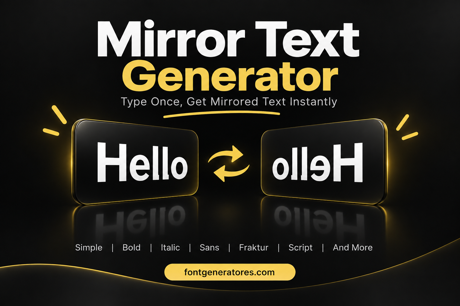 Mirror Text Generator showing normal and mirrored text examples