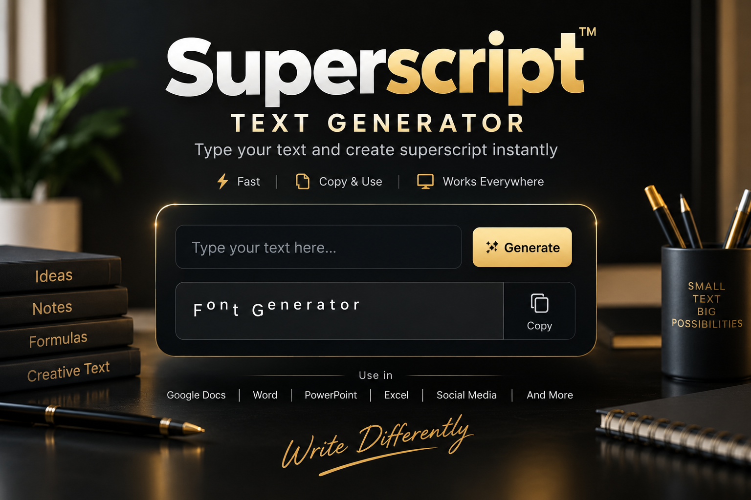 Superscript Font Generator for creating copy and paste superscript text